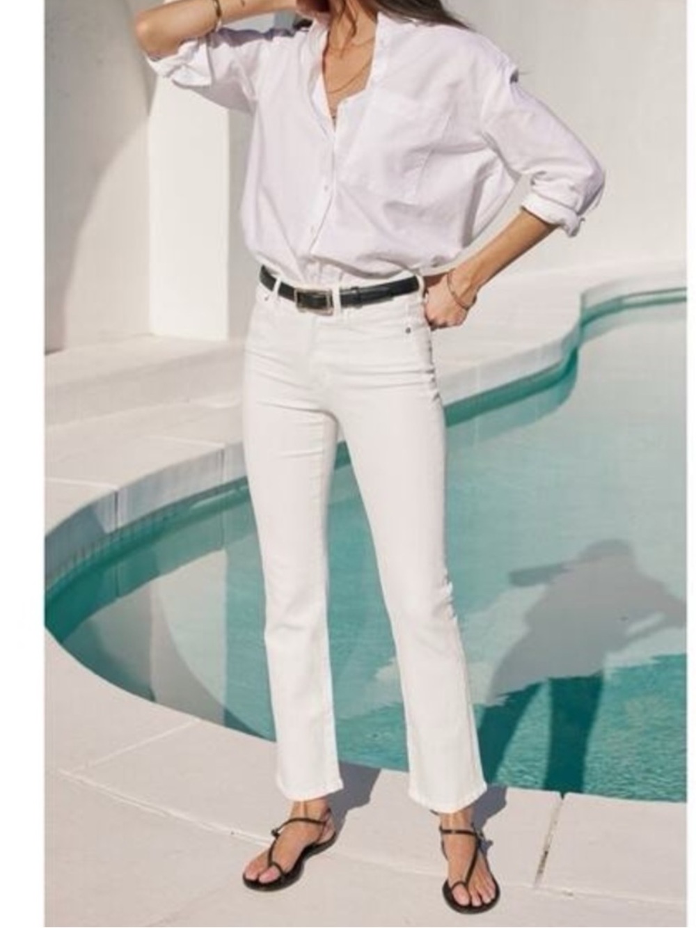 AYR Women's The bomb Pop Straight Leg Ankle White Denim Jeans Pant Sz 25 - Picture 2 of 10